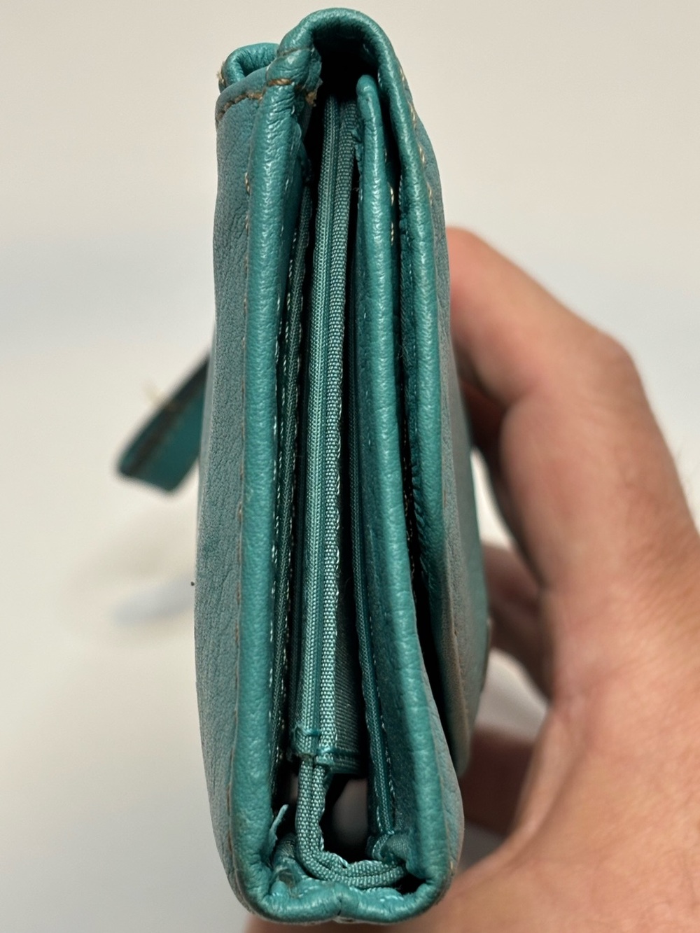 Fossil Teal Leather Clutch Wallet with Wrist Strap - Picture 9 of 10